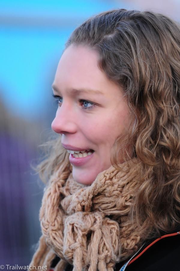 One of the many excited fans at the finish line