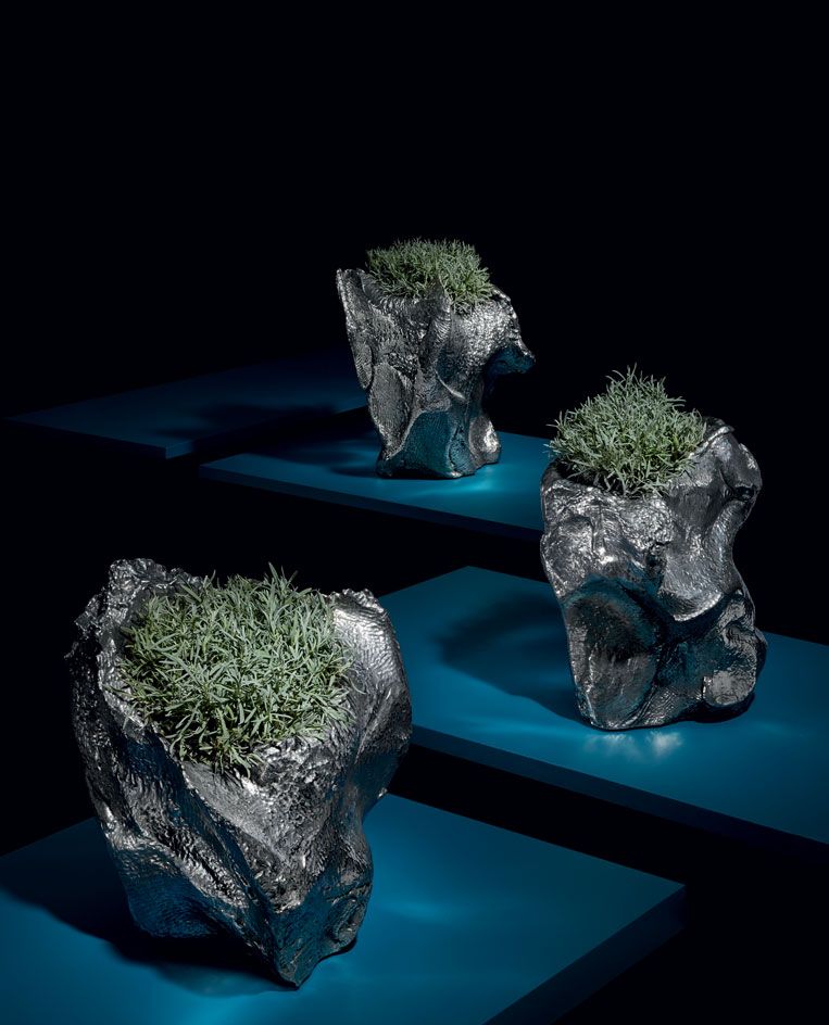 Fredrikson Stallard silver bronze &amp; clay planters