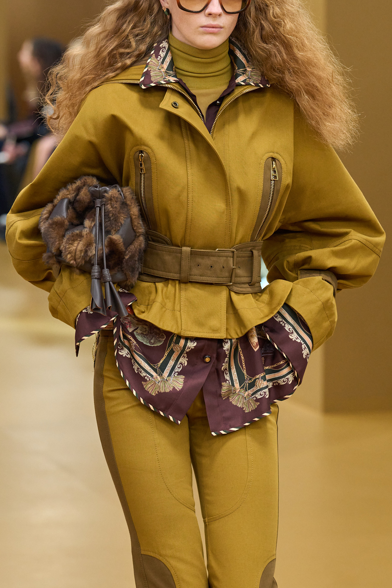 A model wore the mustard yellow color trend on the Zimmermann Fall 2026 runway
