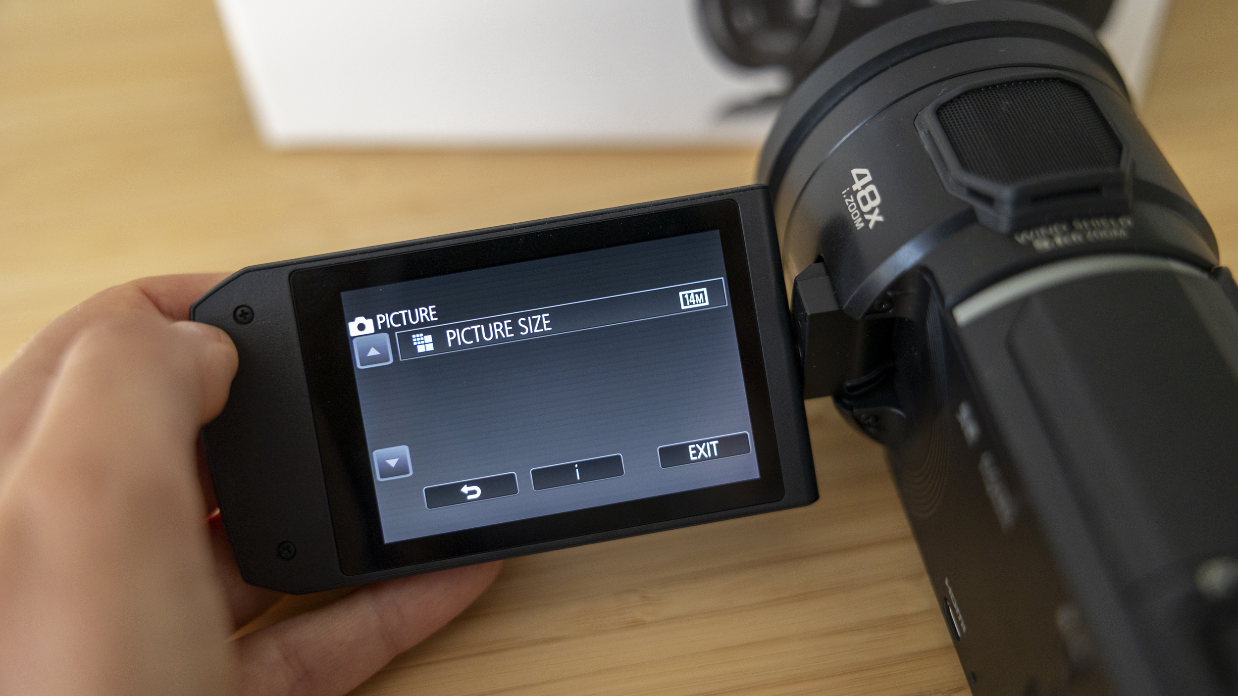 The LCD screen on the Panasonic HC-V900