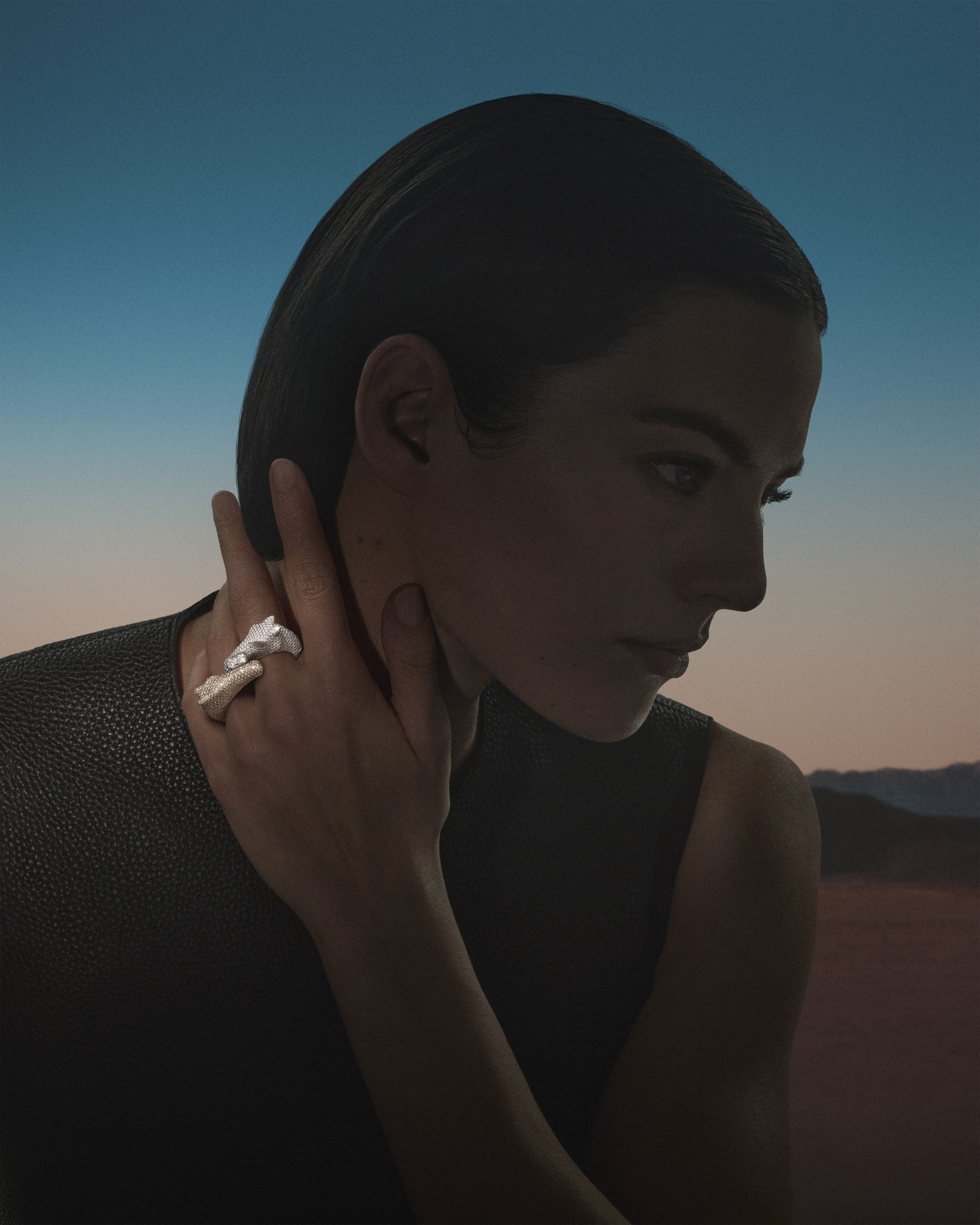 hermes high jewellery worn on a model