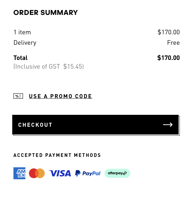 Screenshot from Adidas website showing where you enter a promo code at the checkout