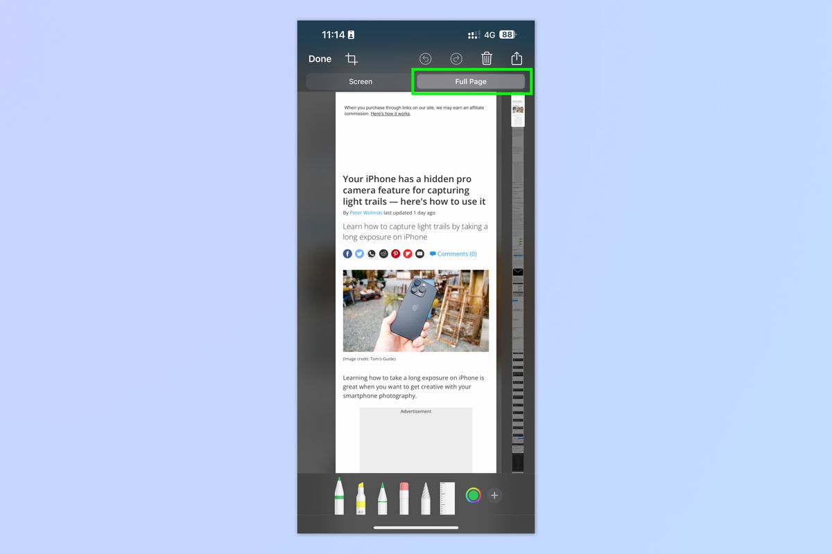 screenshot whole page iphone ios 18