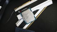 The Intel Core i7-14700K sitting on a table.