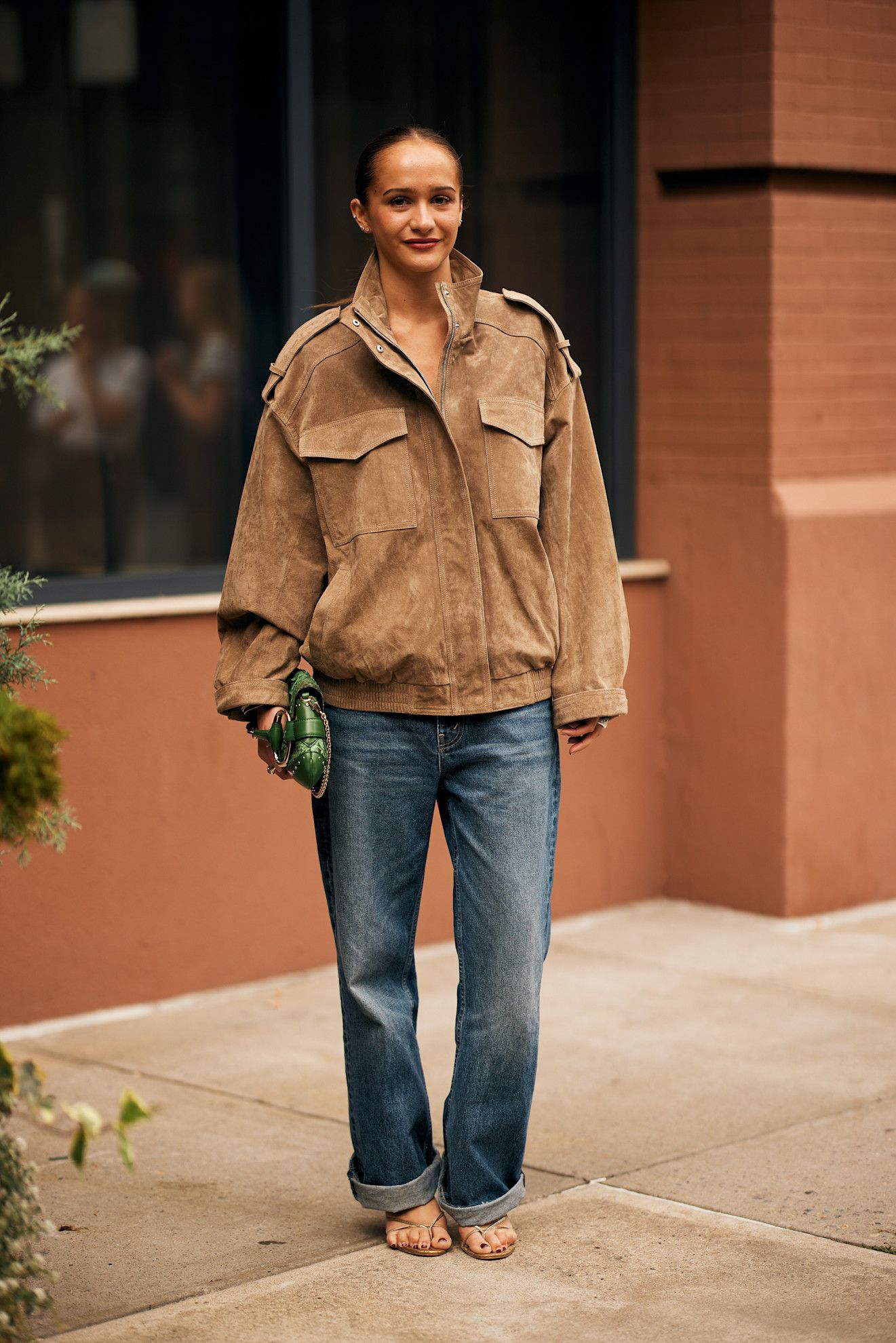 winter jackets to wear with jeans: suede bomber