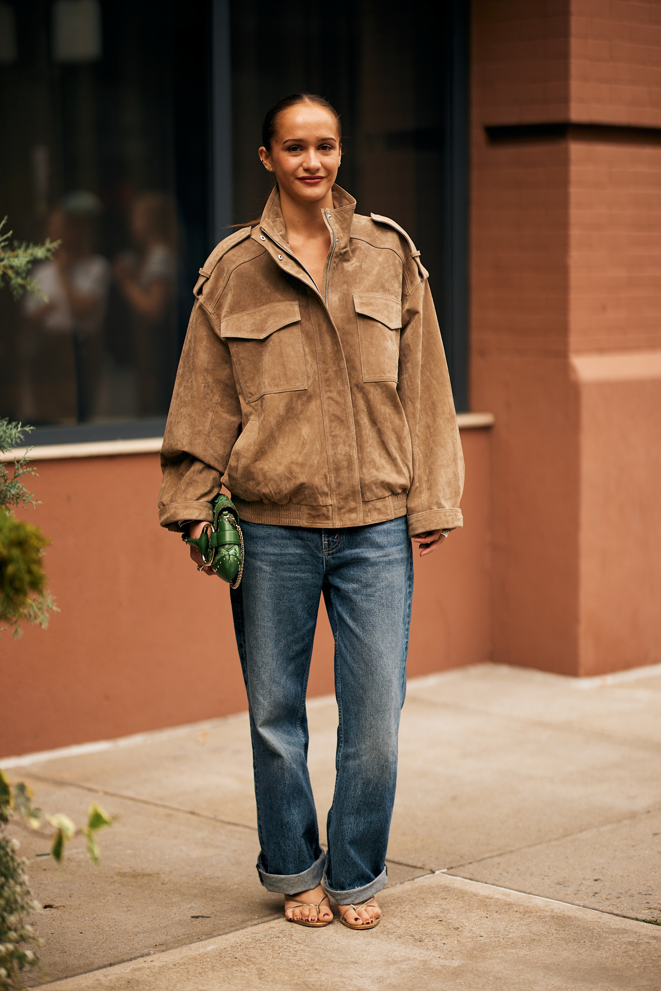 winter jackets to wear with jeans: suede bomber