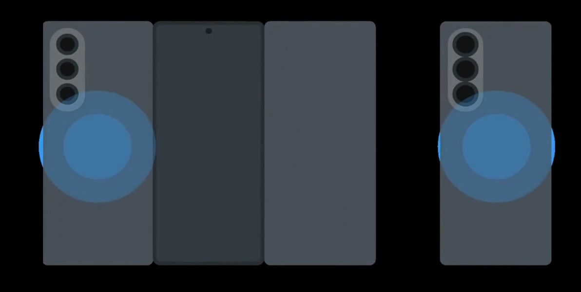 A leaked illustration seemingly explains how users can wirelessly charge Samsung's upcoming trifold phone.