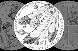 One of 18 proposed designs for the 2019 Native American $1 coin, as favored by the Citizens Coinage Advisory Committee.