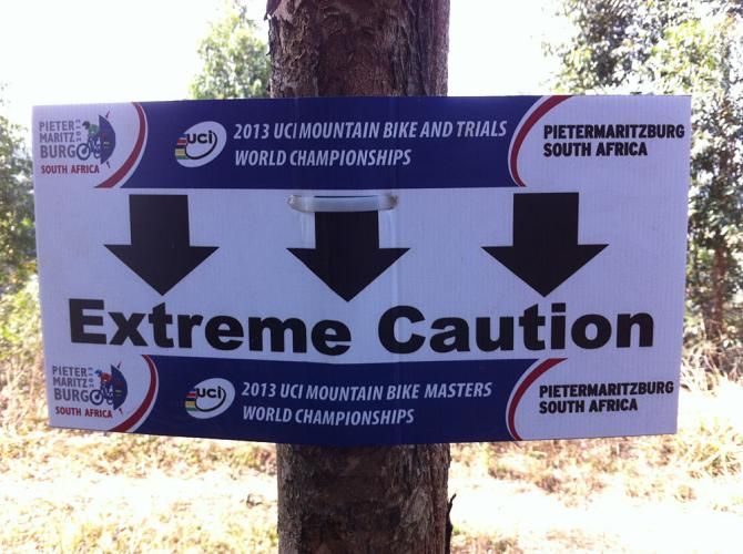 This sign advises riders of an upcoming tricky section