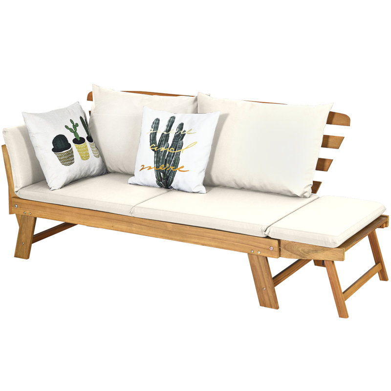 Costway 3 in 1 Sofa Bed Acacia Wood Folding Daybed Sofa Bench With Cushions and Pillows Convertible & Reviews | Wayfair.co.uk