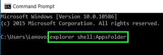 Type "explorer shell:AppsFolder"