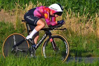 ZWEVEGEM BELGIUM JULY 20 Lorena Wiebes of The Netherlands and Team SD Worx Protime sprints during the 10th Baloise Ladies Tour 2024 Stage 3b an 11km individual time trial stage from Zwevegem to Zwevegem on July 20 2024 in Zwevegem Belgium Photo by Luc ClaessenGetty Images