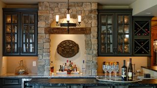 Rustic home bar interior design in a dining room