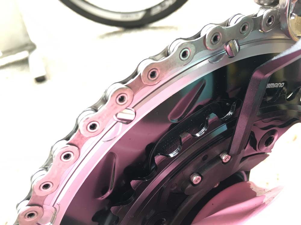 A rear view of the chain ring