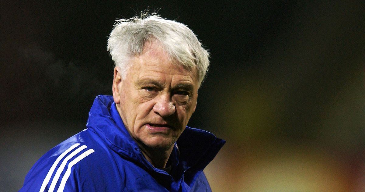 Newcastle United manager Sir Bobby Robson during Newcastle United&#039;s Champions League training session for the forthcoming Second Phase, Group match between Bayer Leverkusen and Newcastle United held on February 17, 2003 at the Bay Arena in Leverkusen, Germany. Robson has been sacked by Newcastle August 30, 2004 following a poor start to the new season.