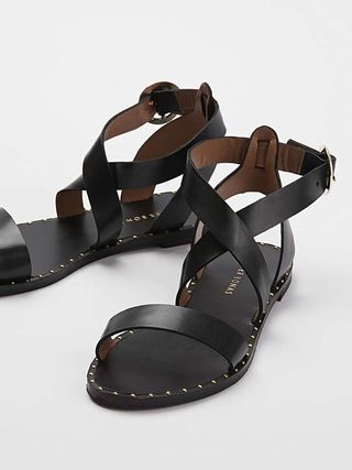 Black Studded Leather Sandals - was £49.50, now £30