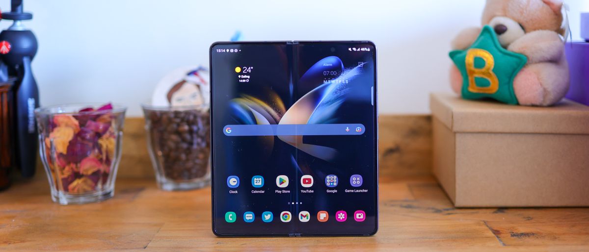 A photo of the Samsung Galaxy Z Fold 4 foldable Android phone