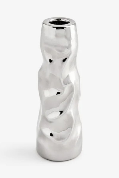 Next Chrome Ceramic Taper Candle Holder