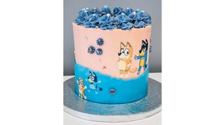 Images of varying different Bluey birthdya cake paraphernalia