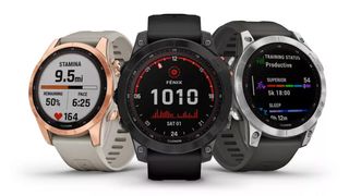 A selection of Garmin smartwatches