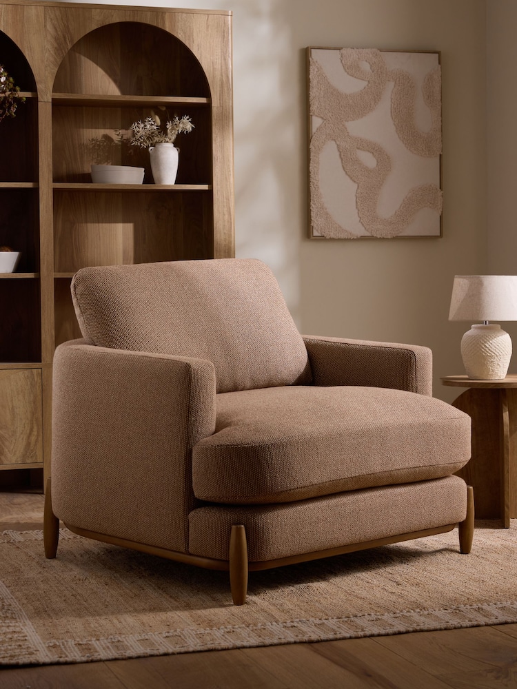 Next, Dry Handle Boucle Rust Brown Ellison Snuggle Chair