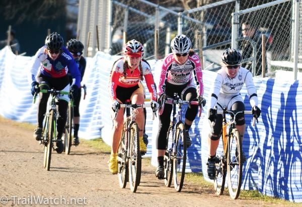 The leaders sit up a bit on the dirt track and regroup