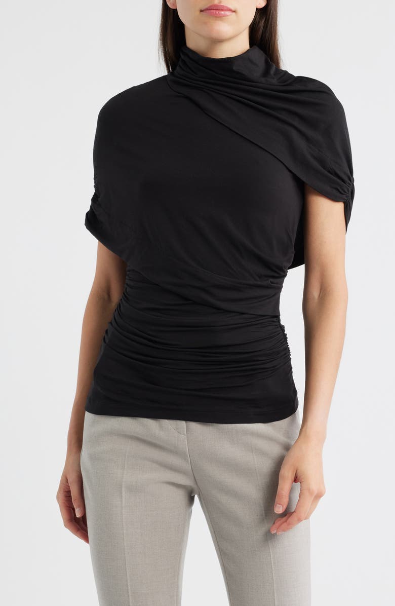 Zuri Ruched Mock Neck Knit Top