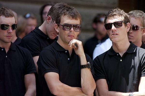 Jack Bobridge (centre) will be a major hope for the team during the grand tours in Europe.