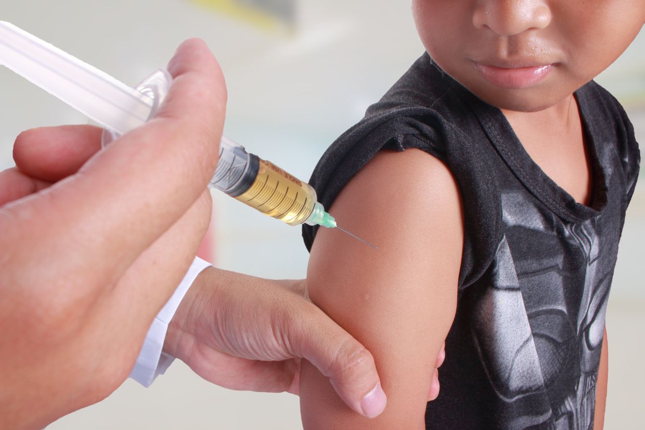 A child being vaccinated.