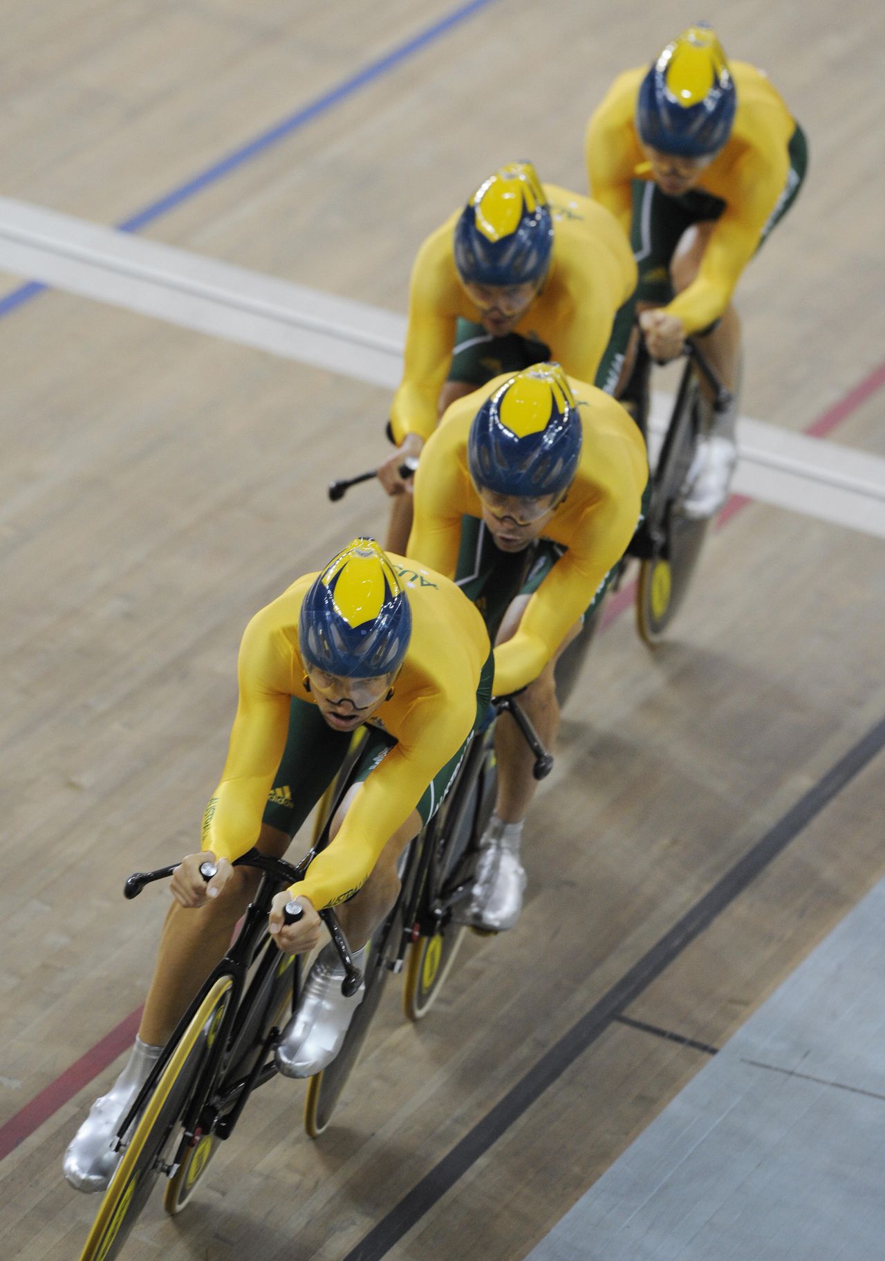 The Australian men's team pursuit team at the Beijing Olympics