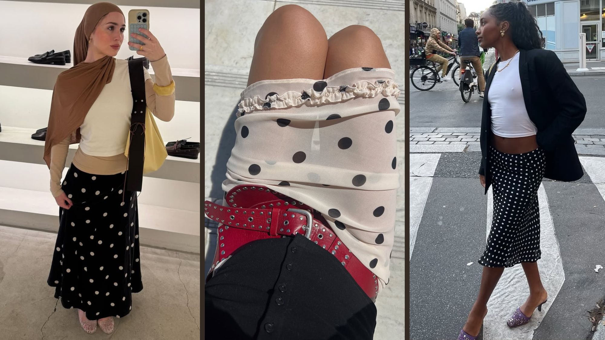 @mariaaliam, @shhtephs, @rayan.xasan wear polka dot skirts
