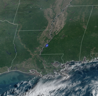 An image of the fireball on April 27, 2022 snapped by the GLM instrument on GOES 16.