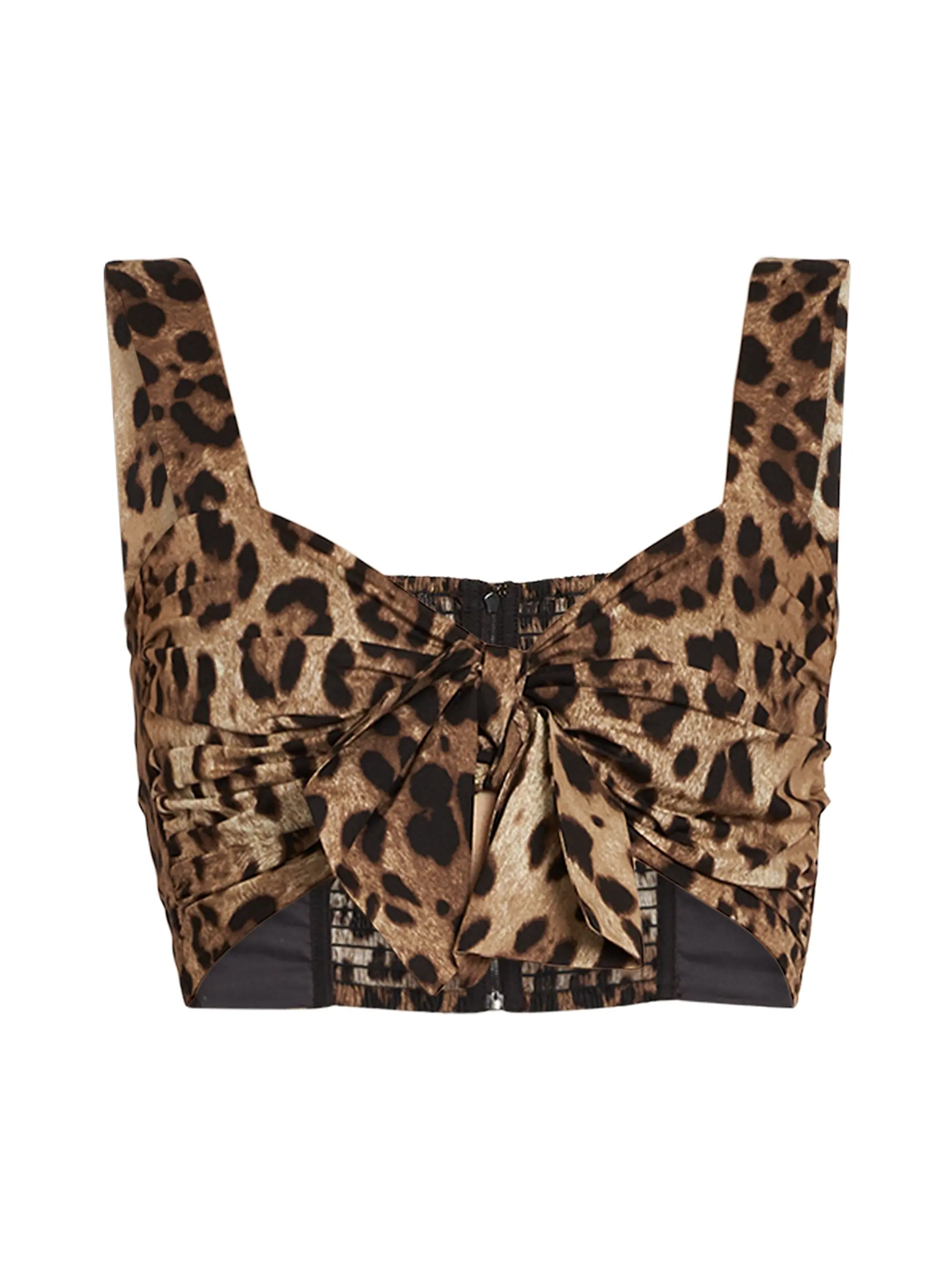 Leopard-Print Cotton Tie-Front Top