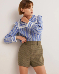 Mini Brown Dogstooth High Waist Shorts: was £85