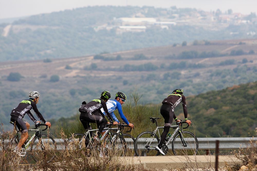 Cycling Academy riders train in the mountains of Western Galilee.
