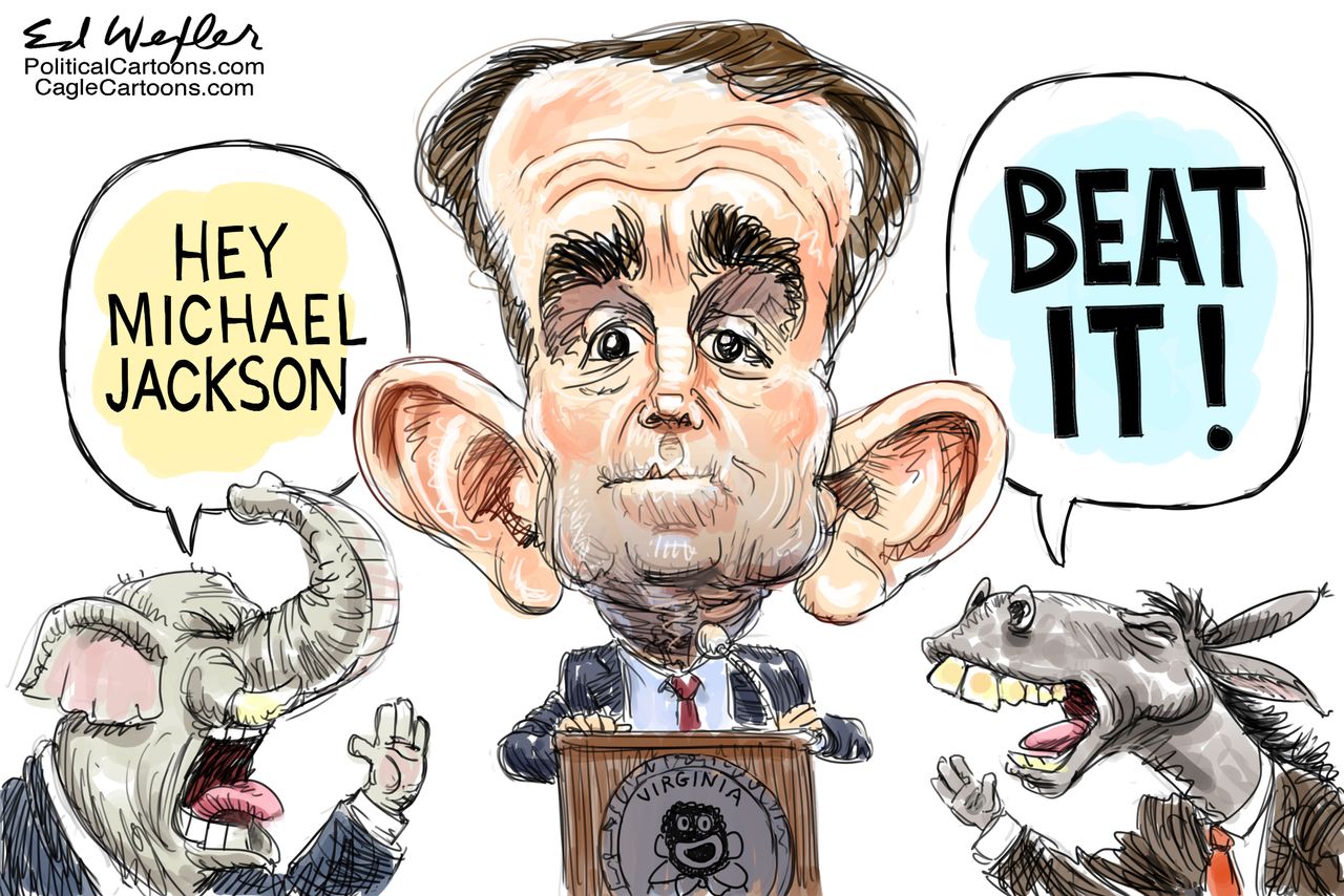 Political Cartoon U.S. Ralph Northam Michael Jackson beat it