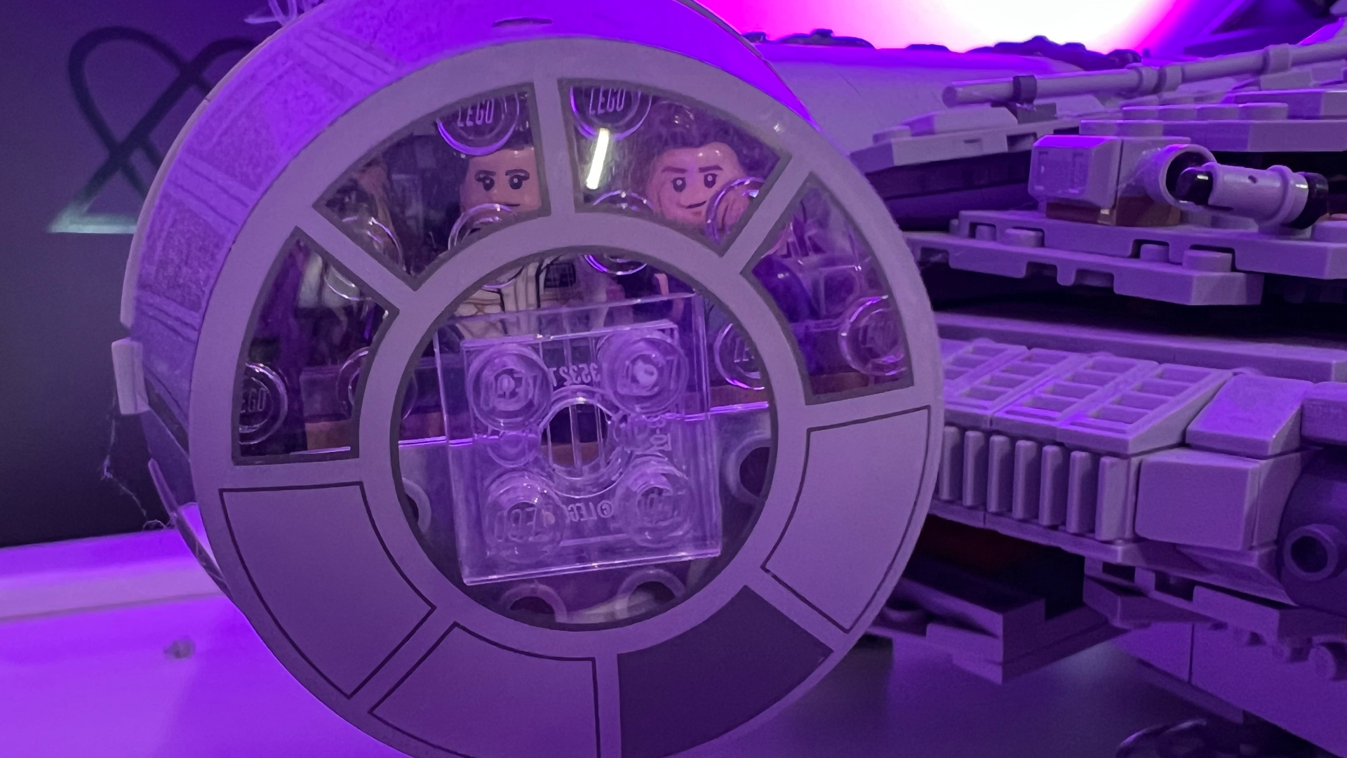 Lego Han and Leia in the Lego UCS Millennium Falcon cockpit