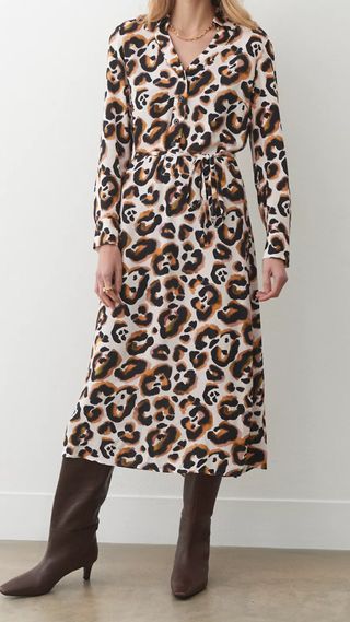 Finery London Animal Print Midaxi Shirt Dress