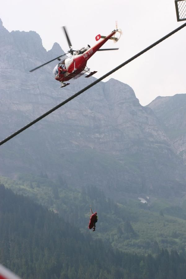 Helicopters were used to evacuate injured downhillers at the World Cup in Champery, Switzerland