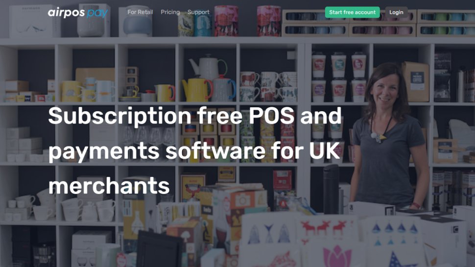 Website screenshot of AirPOS POS (February, 2026)