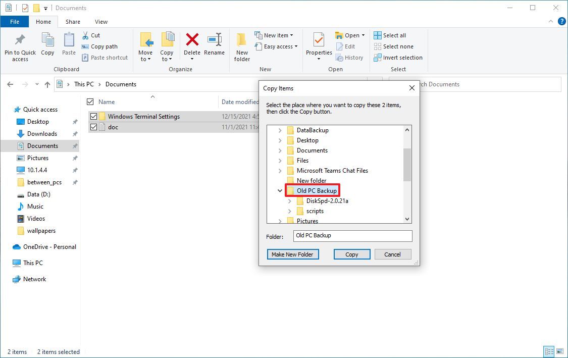 Transfer files from old PC to OneDrive