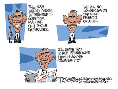 Political cartoon NSA reform Obama