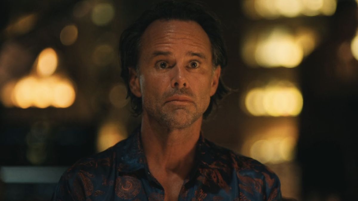 Walton Goggins looking shocked during The White Lotus 