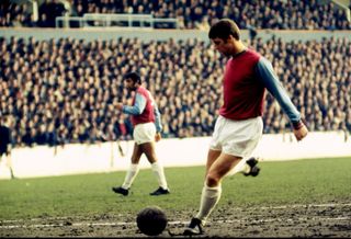 Geoff Hurst in action for West Ham at Upton Park in 1965.