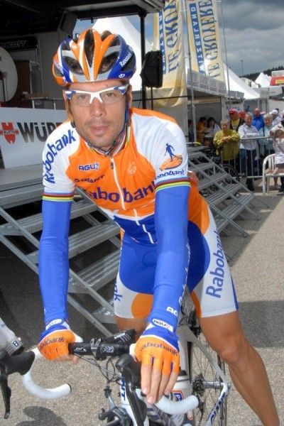Oscar Freire (Rabobank) at the start of Tour de Suisse stage eight.