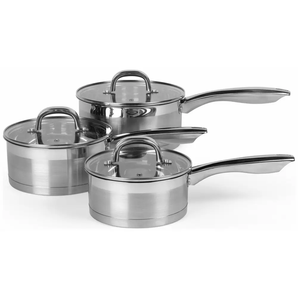 Salter Timeless Stainless Steel Pans on a white background