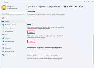 Windows 11 reset security app