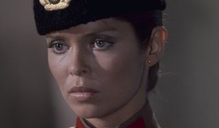 Barbara Bach in uniform, receiving orders in The Spy Who Loved Me