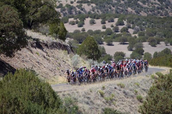 A full mens field at the bottom of the climb.