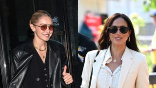 Gigi Hadid and Meghan Markle wearing sunglasses trends 2024